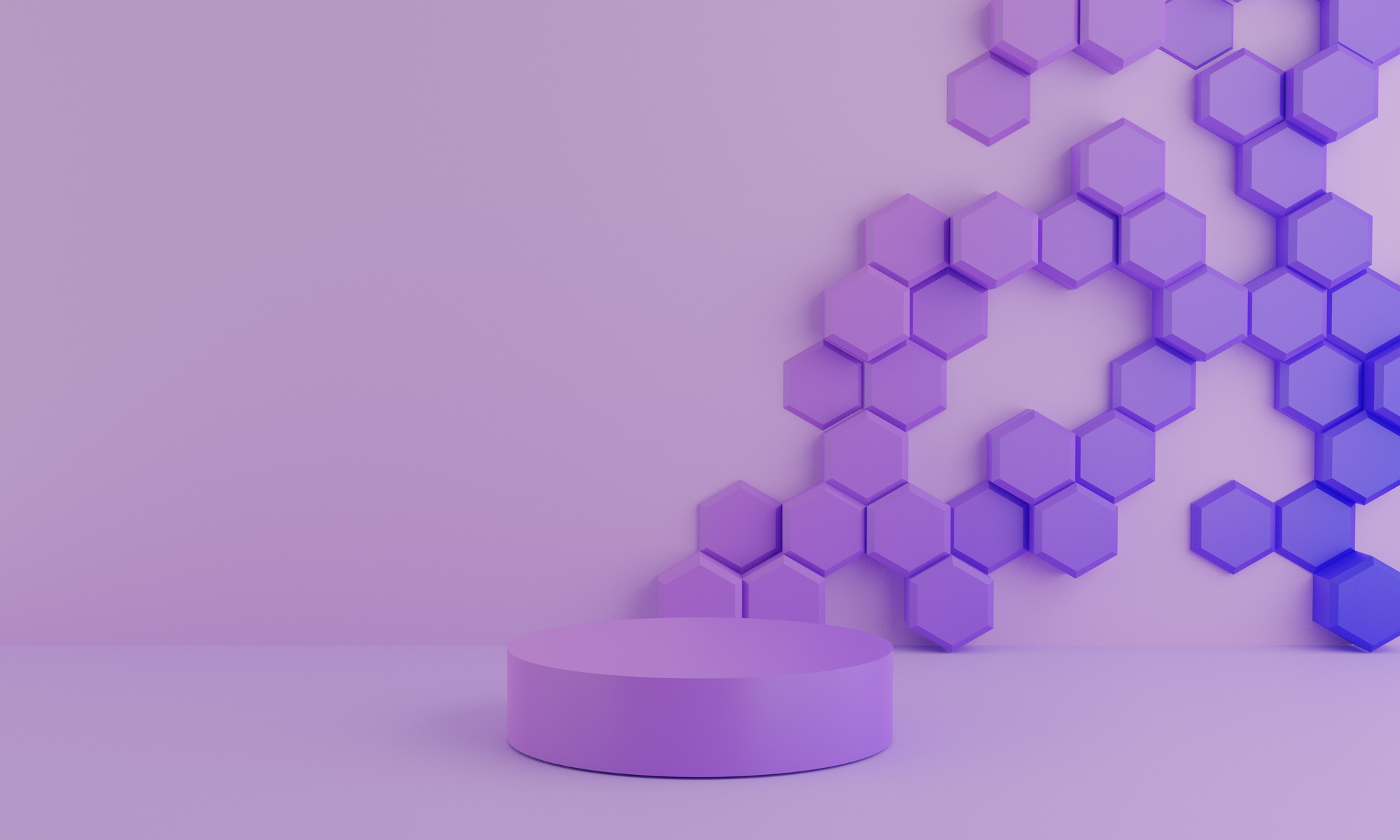 Purple Hexagon Abstract on Wall